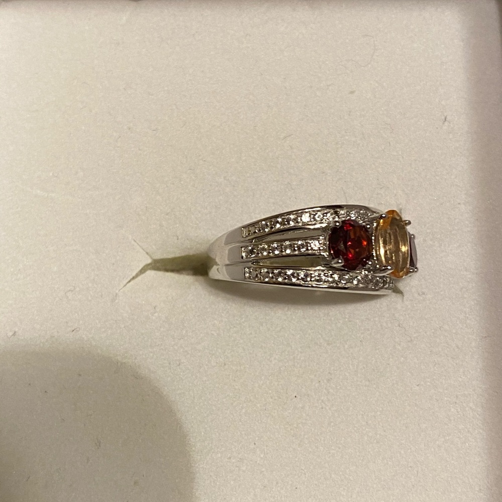 NWOT GARNET AND TOPAZ STERLING RING - Picture 10 of 10